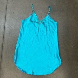 Romantic Moods Teal Satin Slip Dress size medium
